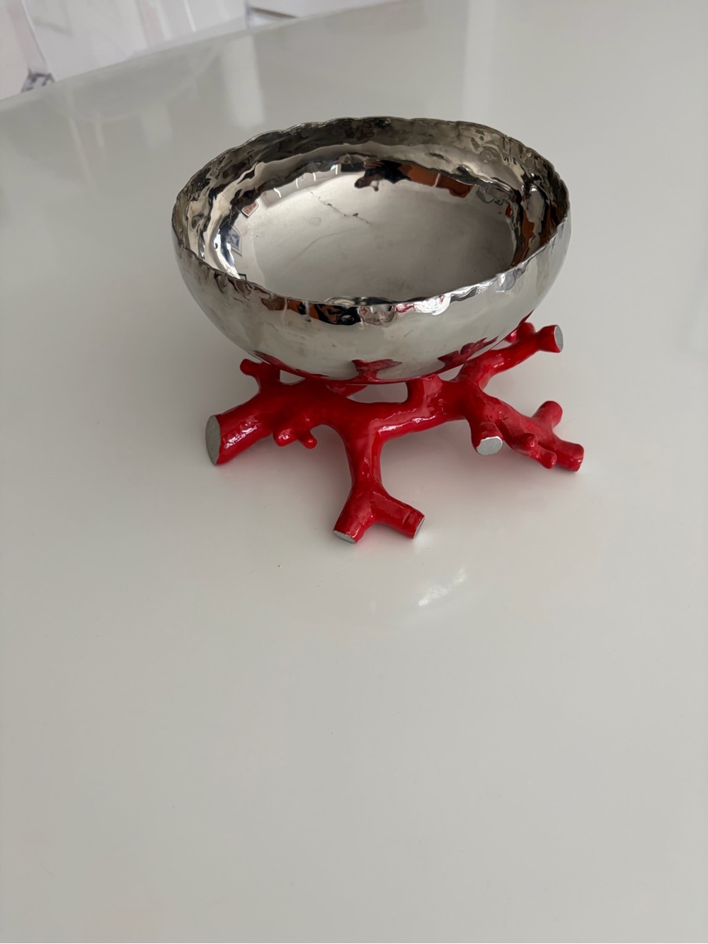 Michael Aram Silver Bowl on Red Coral Base